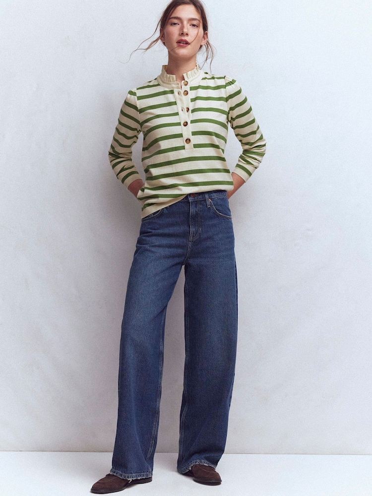 Boden Green Ruffle Collar Mariner Top - Image 4 of 4