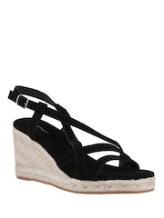 Hush Puppies Black Jenny Espadrille Wedge Sandals - Image 3 of 5