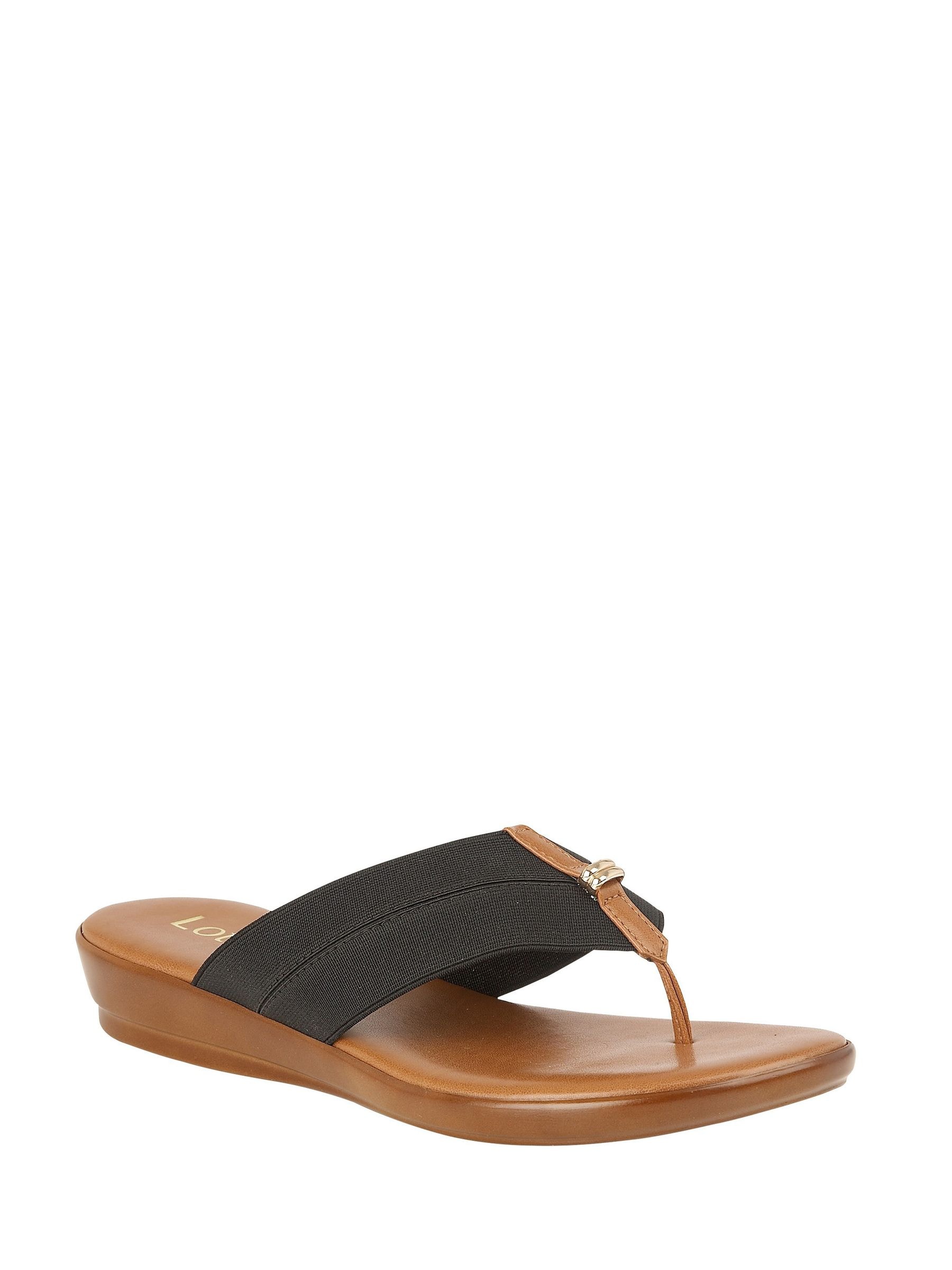 Lotus Women's Black Toe Thong Sandals