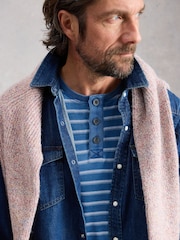 White Stuff Blue Hastings Stripe Indigo Henley Top - Image 4 of 5