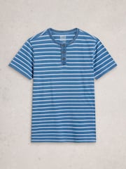 White Stuff Blue Hastings Stripe Indigo Henley Top - Image 5 of 5