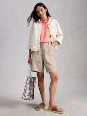 ナチュラル - White Stuff Tia Linen Shorts - 画像 1 / 6
