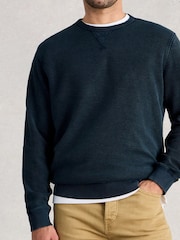 White Stuff Blue Sidmouth Crew Neck Sweat Top - Image 2 of 6