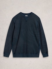 White Stuff Blue Sidmouth Crew Neck Sweat Top - Image 5 of 6