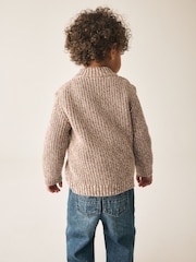 Beige - Zip Neck Knitted Cable Jumper (3mths-7yrs) - Bild 2 av 7