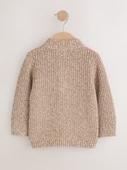 Beige - Zip Neck Knitted Cable Jumper (3mths-7yrs) - Bild 5 av 7