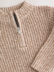 Beige - Zip Neck Knitted Cable Jumper (3mths-7yrs) - Bild 6 av 7