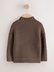 Brun - Zip Neck Knitted Cable Jumper (3mths-7yrs) - Bild 6 av 8