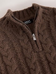 Brun - Zip Neck Knitted Cable Jumper (3mths-7yrs) - Bild 7 av 8