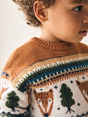 Brown/Cream Character Knitted Crew Neck Jumper (3mths-7yrs) - Image 4 of 8
