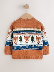 Brown/Cream Character Knitted Crew Neck Jumper (3mths-7yrs) - Image 6 of 8