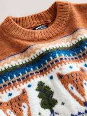 Brown/Cream Character Knitted Crew Neck Jumper (3mths-7yrs) - Image 7 of 8