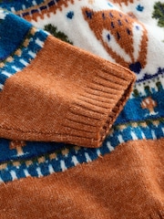 Brown/Cream Character Knitted Crew Neck Jumper (3mths-7yrs) - Image 8 of 8