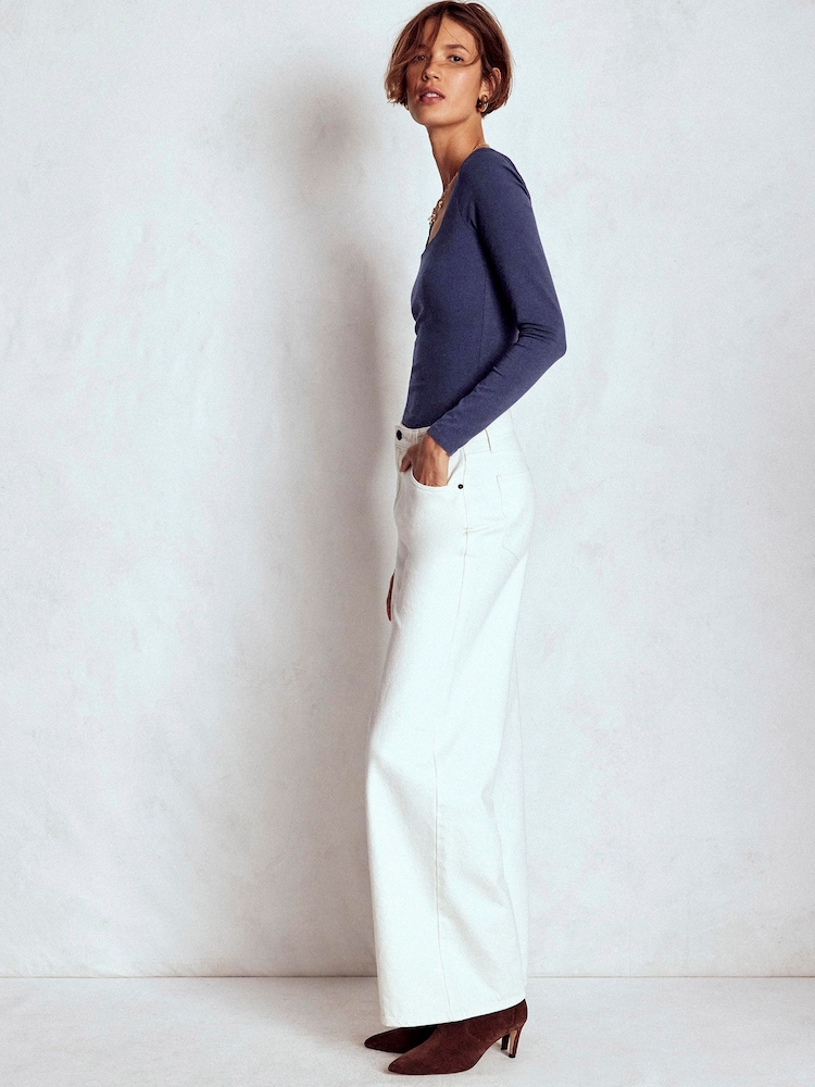 Boden Blue Double Layer Square Neck Top - Image 2 of 5