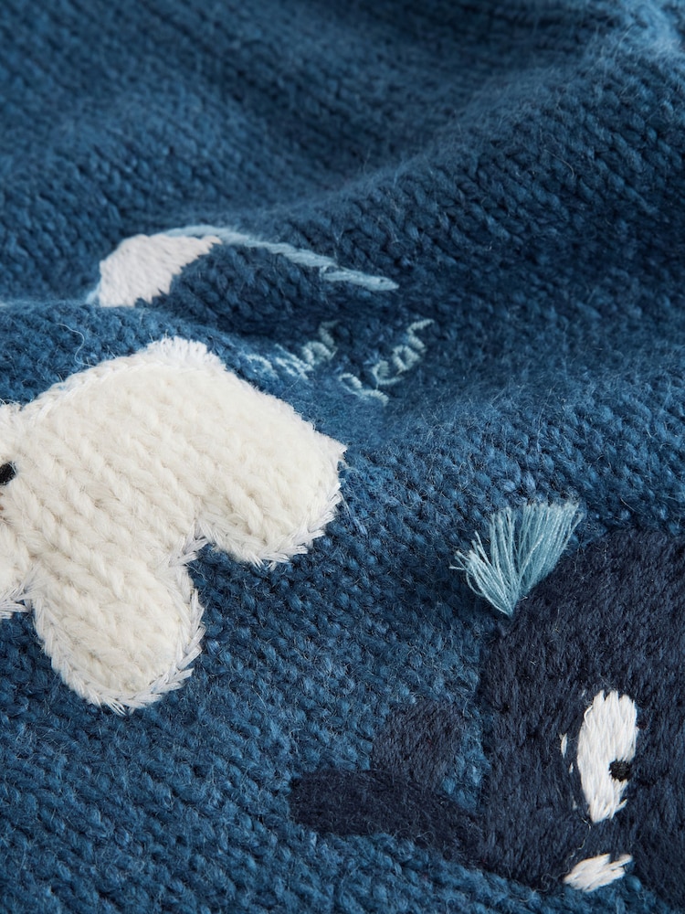 Bleu marine arctique - Pull à col rond tricoté à motif de personnage (3mois -7an) - Image 4 de 4