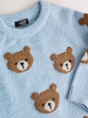 Light Blue Bear All Over Character Knitted Crew Neck Jumper (3mths-7yrs) - Image 7 of 8