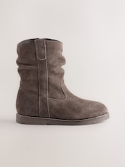 Chocolate Brown Suede Standard Fit (F) Slouch Boots - Image 2 of 6