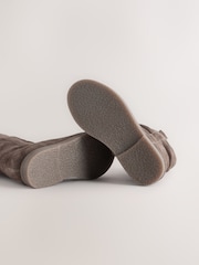 Chocolate Brown Suede Standard Fit (F) Slouch Boots - Image 3 of 6