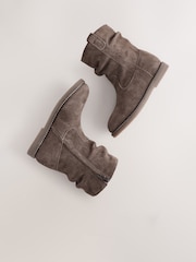 Chocolate Brown Suede Standard Fit (F) Slouch Boots - Image 4 of 6