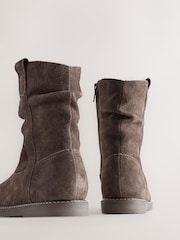 Chocolate Brown Suede Standard Fit (F) Slouch Boots - Image 5 of 6