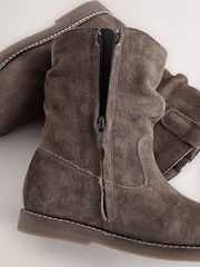 Chocolate Brown Suede Standard Fit (F) Slouch Boots - Image 6 of 6