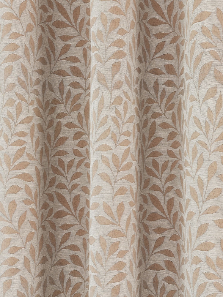 Enhanced Living Natural Sherwood Blackout Eyelet Leaf Pattern Curtains - Image 4 of 4