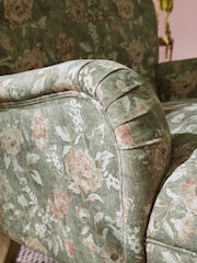 Relaxed Linen Look Print Swagger Floral Dark Green Lilly Armchair - Image 2 of 10