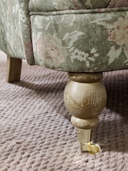 Relaxed Linen Look Print Swagger Floral Dark Green Lilly Armchair - Image 5 of 10