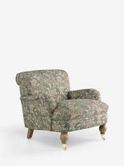 Relaxed Linen Look Print Swagger Floral Dark Green Lilly Armchair - Image 6 of 10