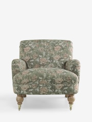 Relaxed Linen Look Print Swagger Floral Dark Green Lilly Armchair - Image 7 of 10