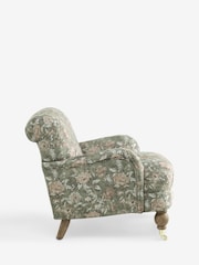 Relaxed Linen Look Print Swagger Floral Dark Green Lilly Armchair - Image 8 of 10