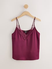 Wine Satin Lace Cami Top - Image 6 of 8