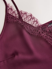 Wine Satin Lace Cami Top - Image 8 of 8