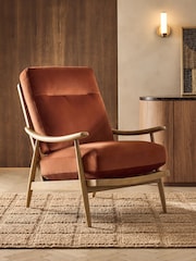 Soft Velvet Rust Brown Hampton High Back High Back Wooden Accent Chair - Image 1 of 10