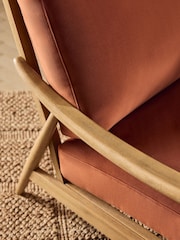 Soft Velvet Rust Brown Hampton High Back High Back Wooden Accent Chair - Image 2 of 10