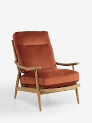 Soft Velvet Rust Brown Hampton High Back High Back Wooden Accent Chair - Image 6 of 10