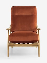 Soft Velvet Rust Brown Hampton High Back High Back Wooden Accent Chair - Image 7 of 10