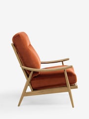 Soft Velvet Rust Brown Hampton High Back High Back Wooden Accent Chair - Image 8 of 10