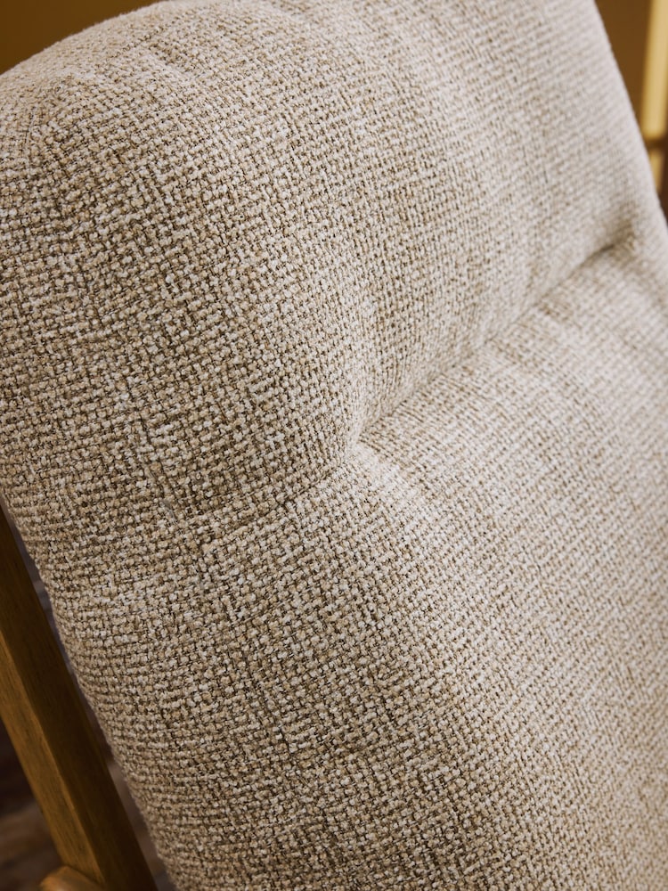 Textured Boucle Weave Mid Natural Hampton High Back Wooden Accent Chair - Image 2 of 10 Textured Boucle Weave Mid Natural Hampton High Back Wooden Accent Chair - Image 2 of 10