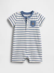 Gap Blue Stripe Henley Short One-Piece (0-24mths) - Image 1 of 3