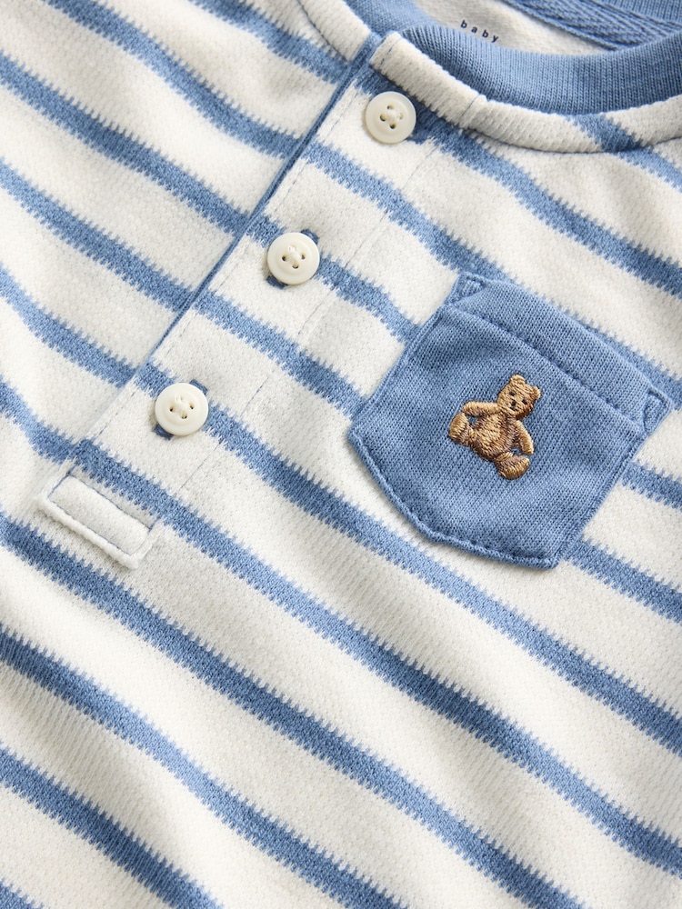 Gap Blue Stripe Henley Short One-Piece (0-24mths) - Image 3 of 3