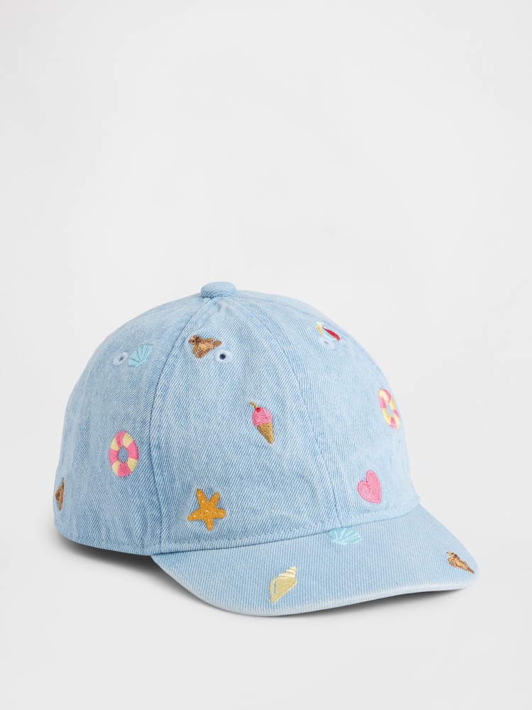 Gap Embroidered Denim Baseball Hat - Imaginea 1 din 2