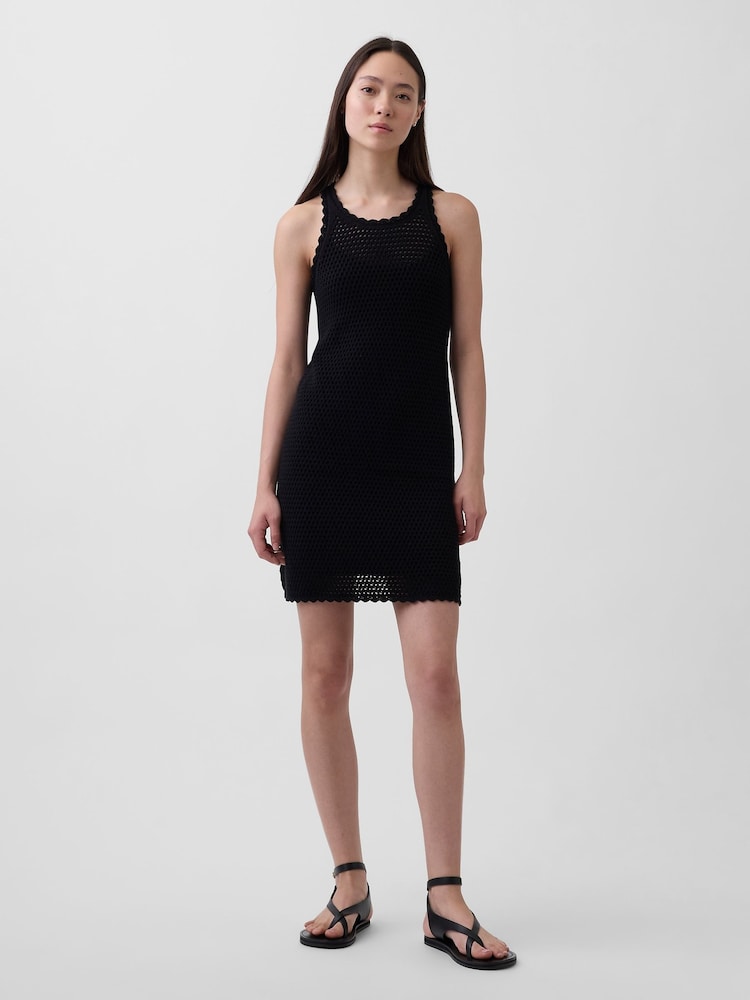 Gap Black Crochet Mini Dress - Image 1 of 4 Gap Black Crochet Mini Dress - Image 1 of 4