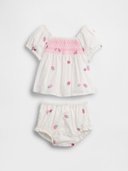 Gap White Smocked Strawberry Outfit Set (0-24mths) - Image 1 of 3