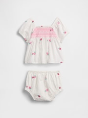 Gap White Smocked Strawberry Outfit Set (0-24mths) - Image 2 of 3