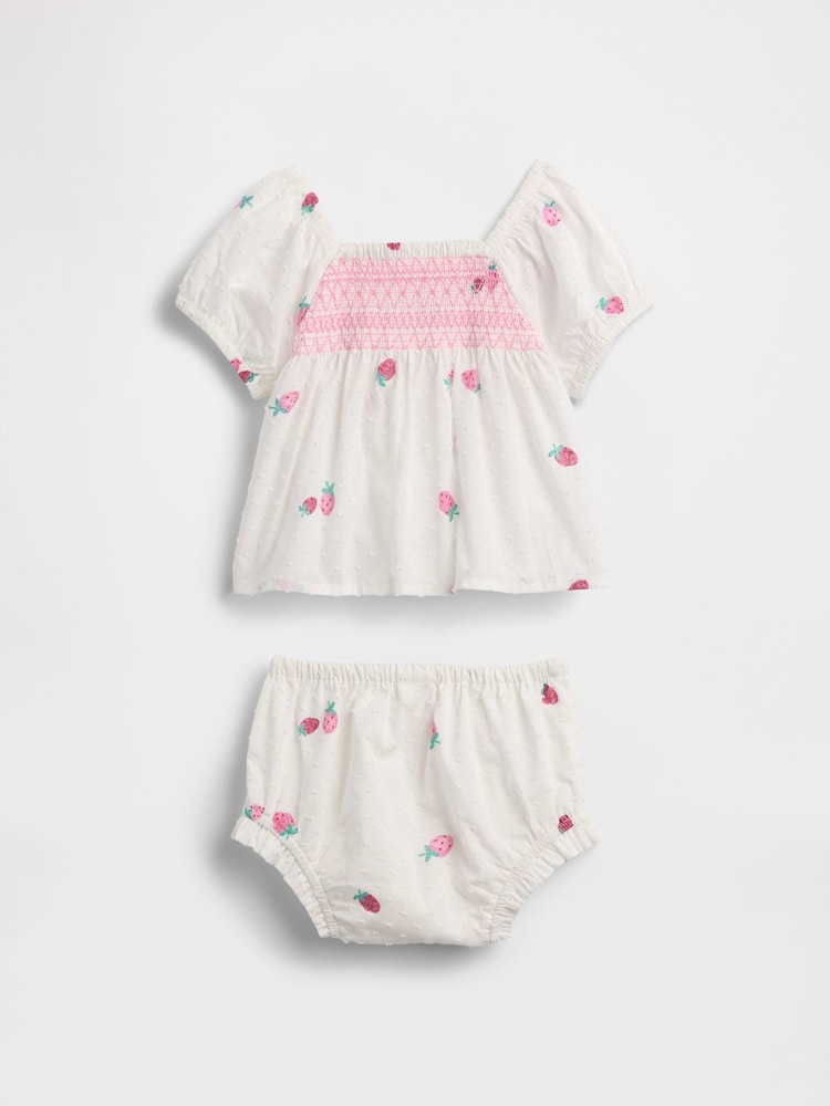 Gap White Smocked Strawberry Outfit Set (0-24mths) - Image 2 of 3 Gap White Smocked Strawberry Outfit Set (0-24mths) - Image 2 of 3