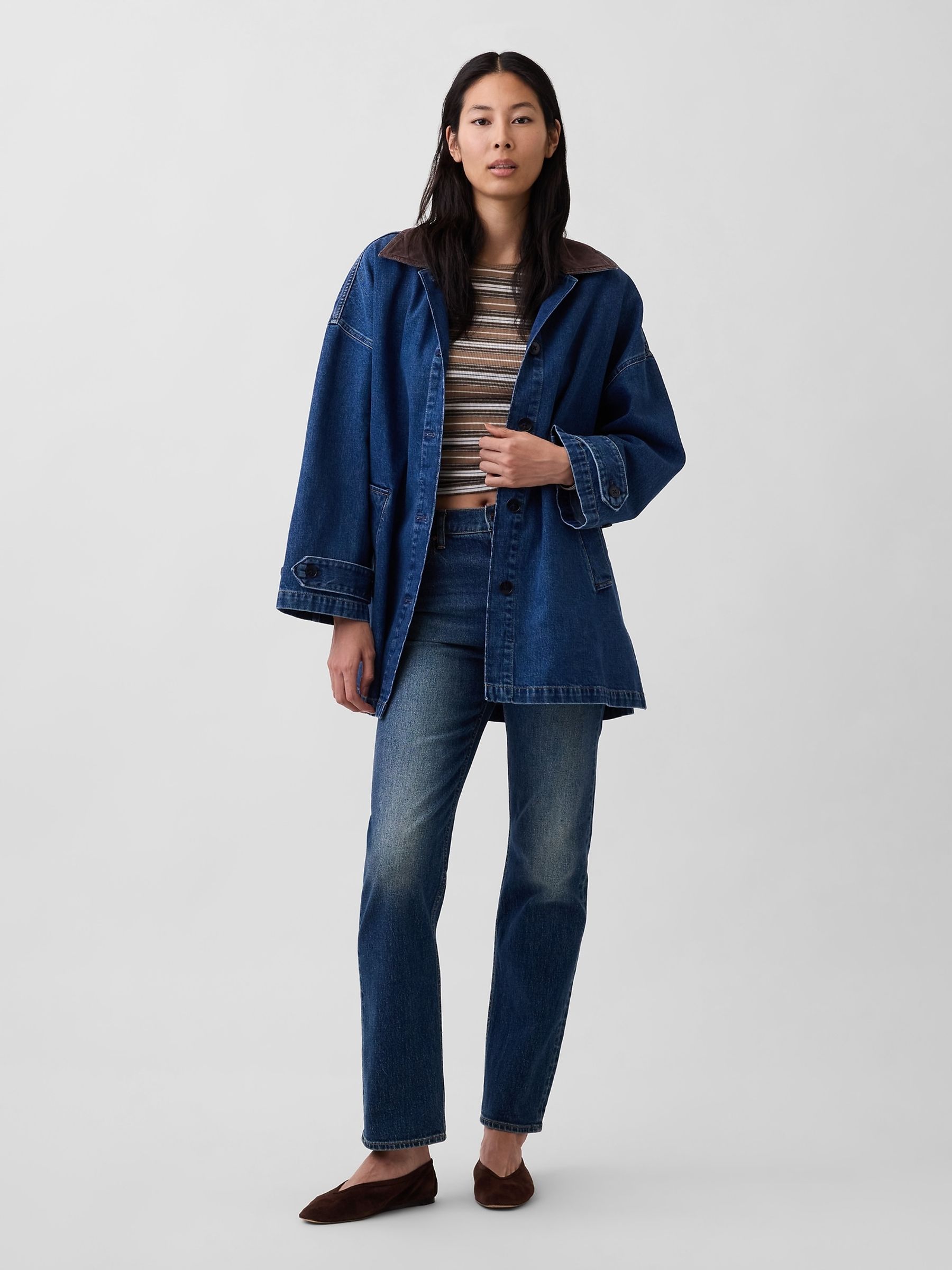 Buy Gap Medium wash Oversized Denim Car Coat from the Next UK