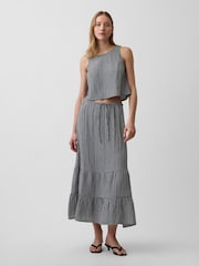 Gap Black Gingham Cotton Gauze Easy Tiered Maxi Skirt - Image 1 of 4