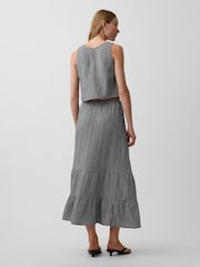 Gap Black Gingham Cotton Gauze Easy Tiered Maxi Skirt - Image 2 of 4