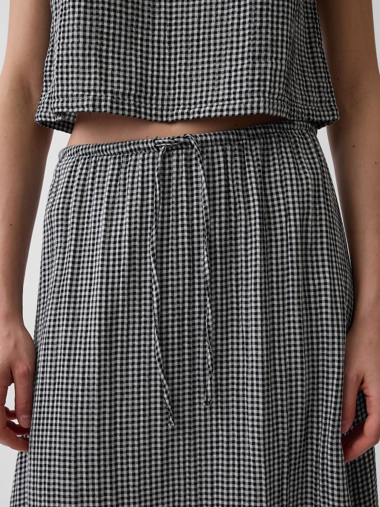 Gap Black Gingham Cotton Gauze Easy Tiered Maxi Skirt - Image 4 of 4